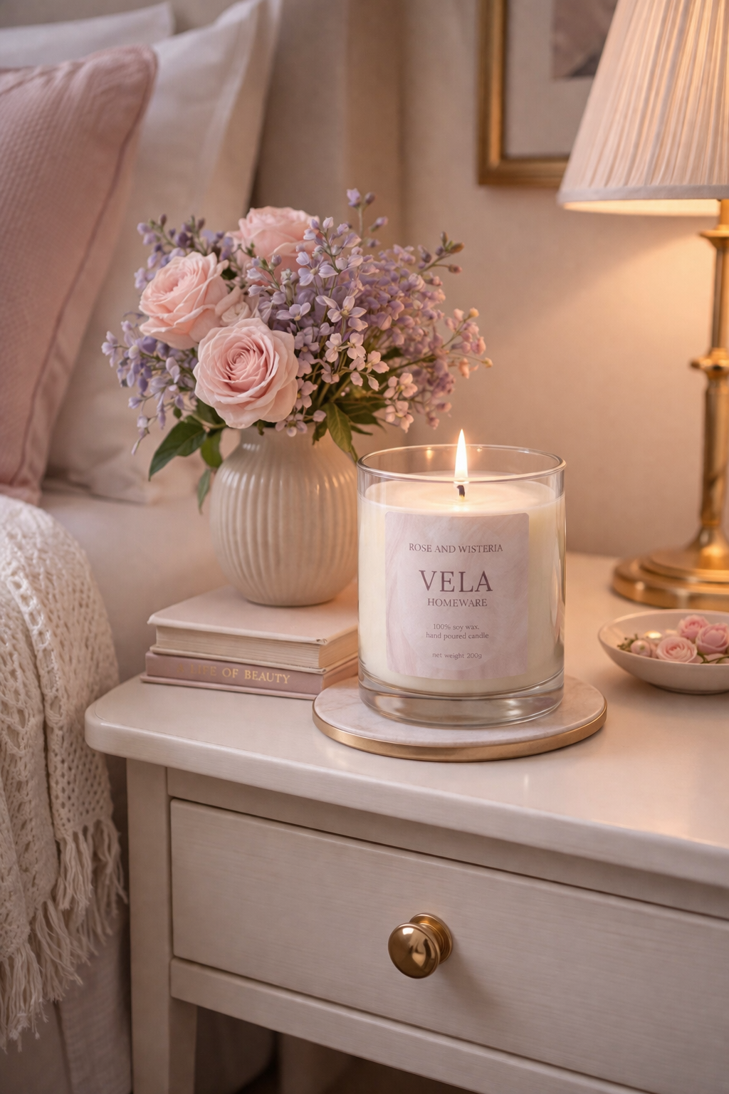 Rose and Wisteria Scented Candle