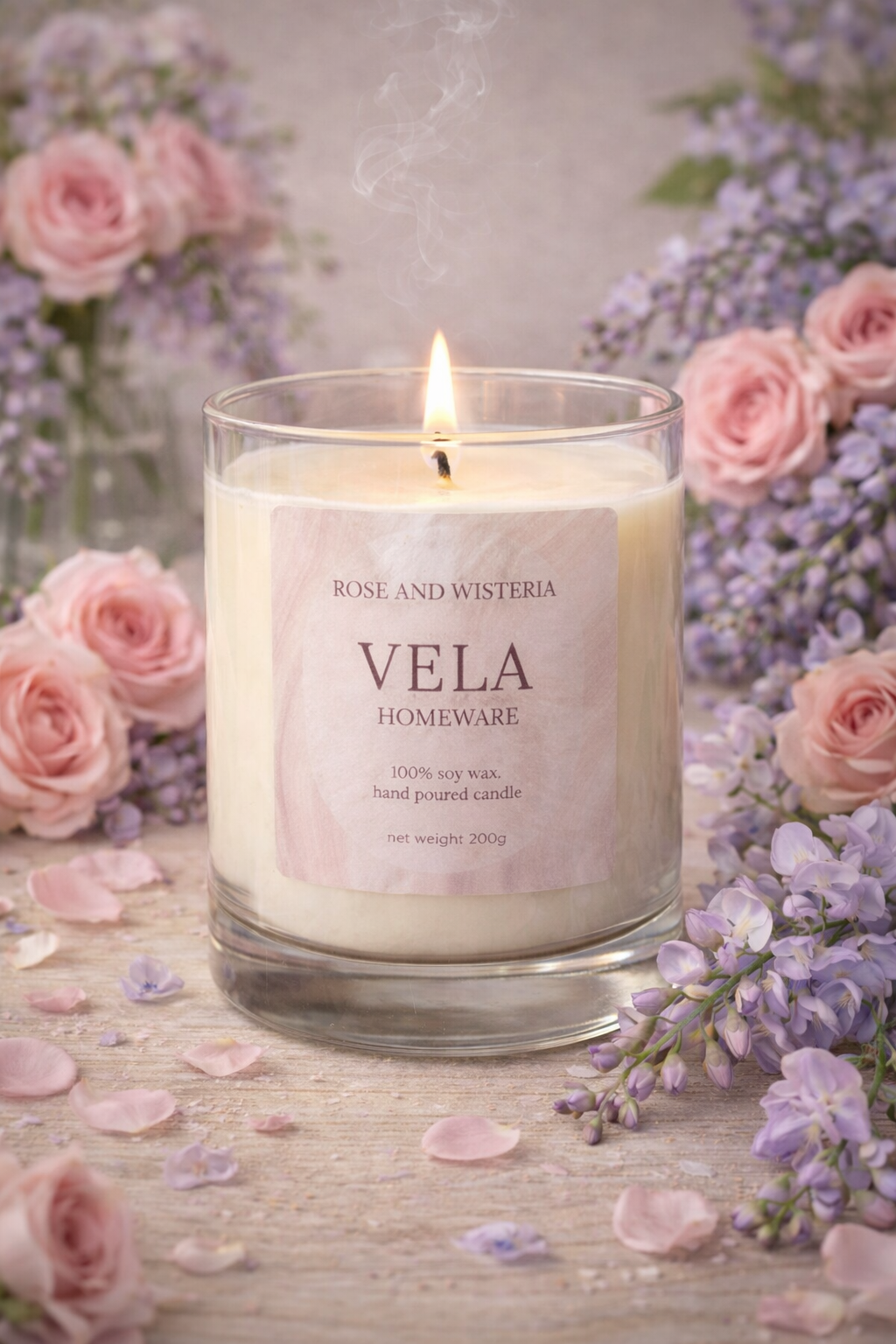 Rose and Wisteria Scented Candle
