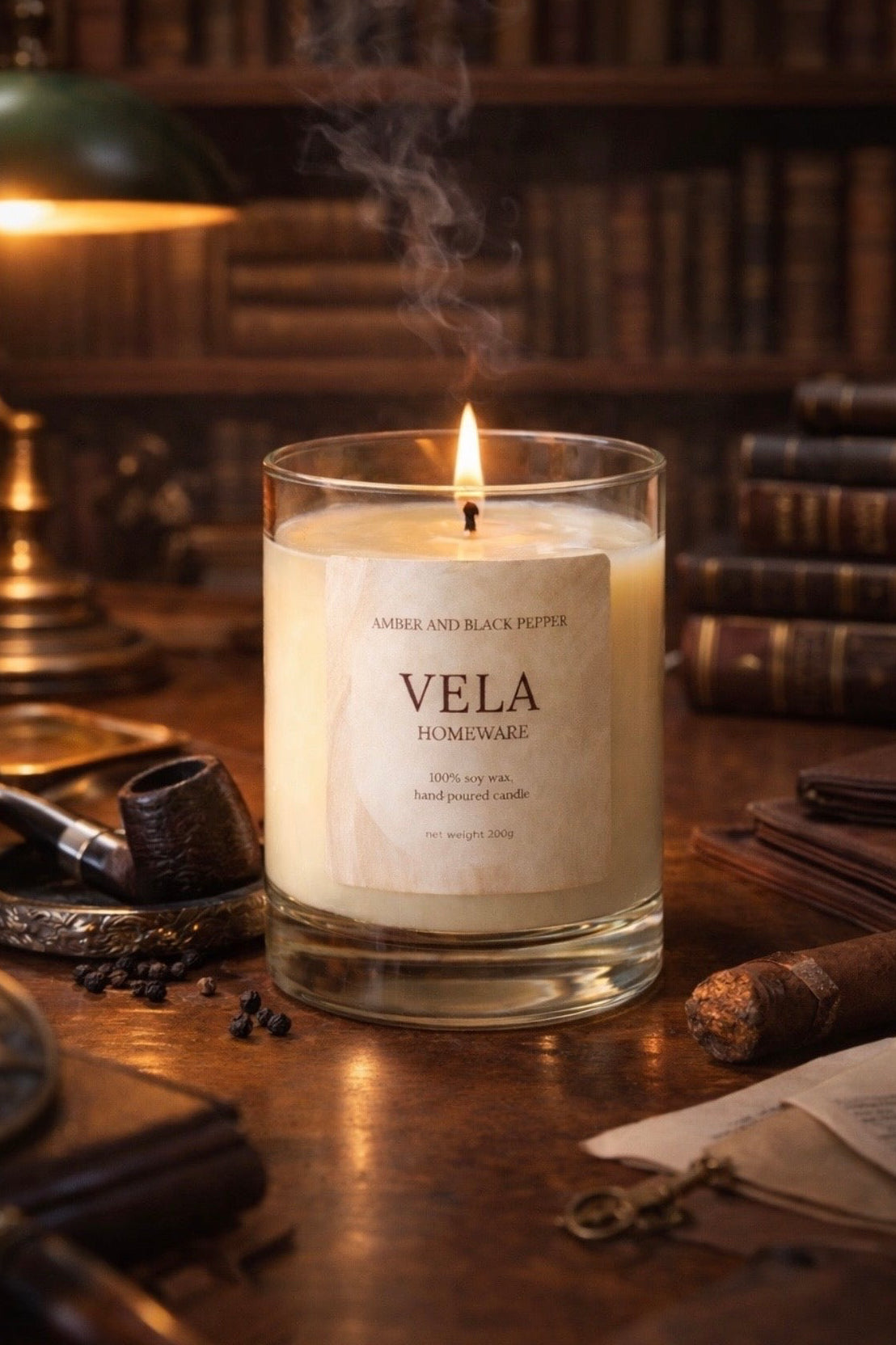 Amber and Black Pepper Scented Candle